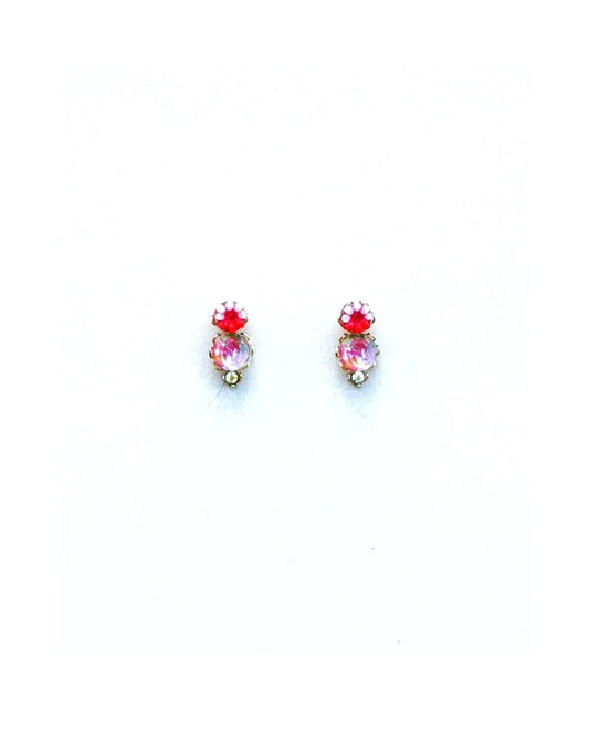 MIA - Brincos mini em latão e aço com missangas - Rosa