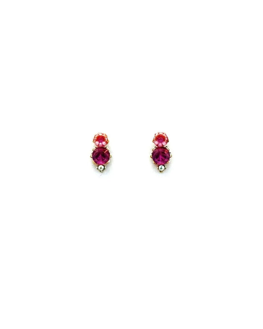 MIA - Brincos mini em latão e aço com missangas - Rosa