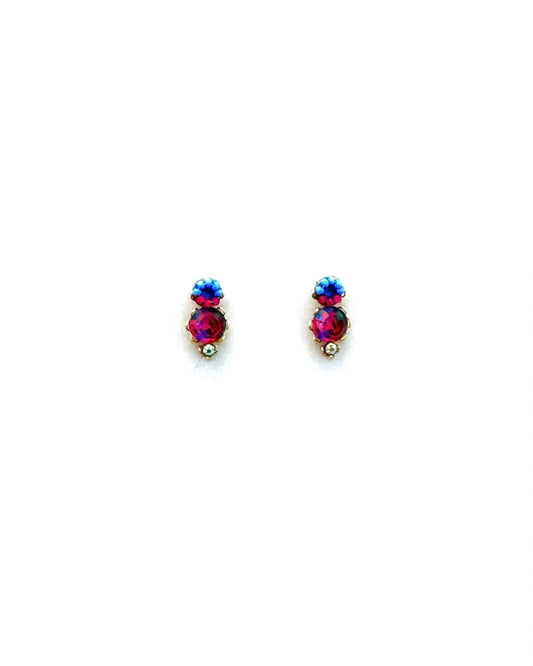 MIA - Brincos mini em latão e aço com missangas - Rosa