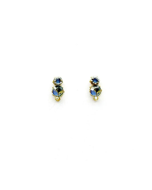 MIA - Brincos mini em latão e aço com missangas - Azul
