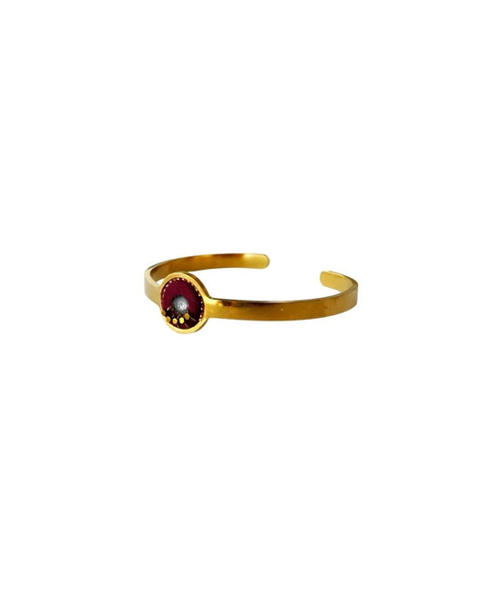SOFIA - Pulseira fina em aço dourado com missangas - Bordeaux-Dourado