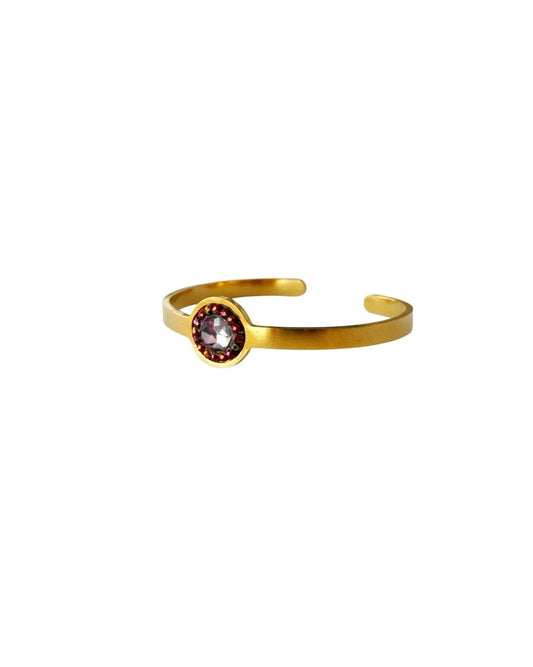 SOFIA - Pulseira fina em aço dourado com missangas - Bordeaux-Castanho
