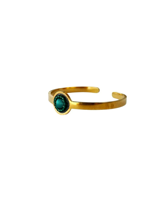 SOFIA - Pulseira fina em aço dourado com missangas - Verde