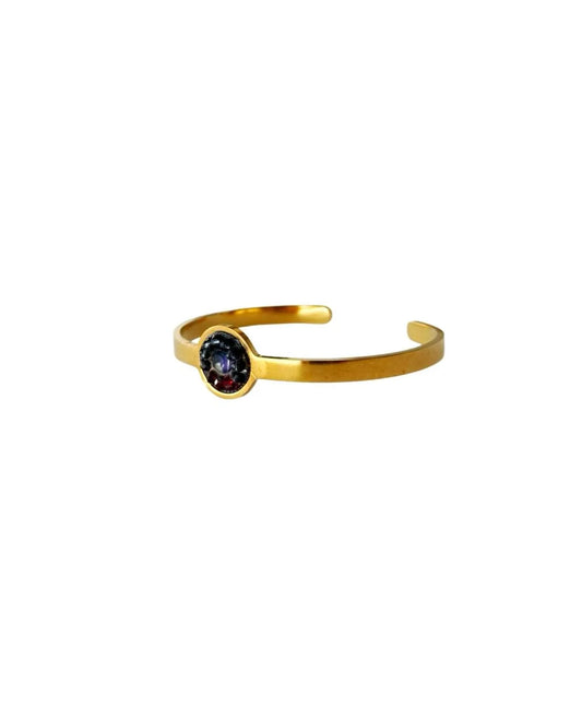 SOFIA - Pulseira fina em aço dourado com missangas - Azul