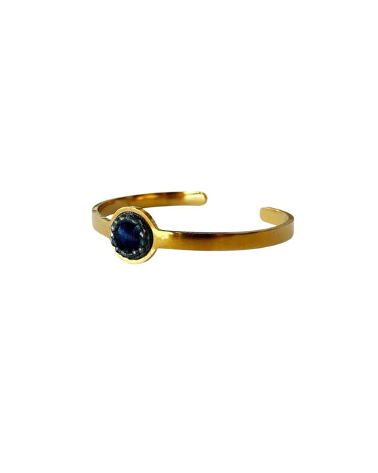 SOFIA - Pulseira fina em aço dourado com missangas - Azul