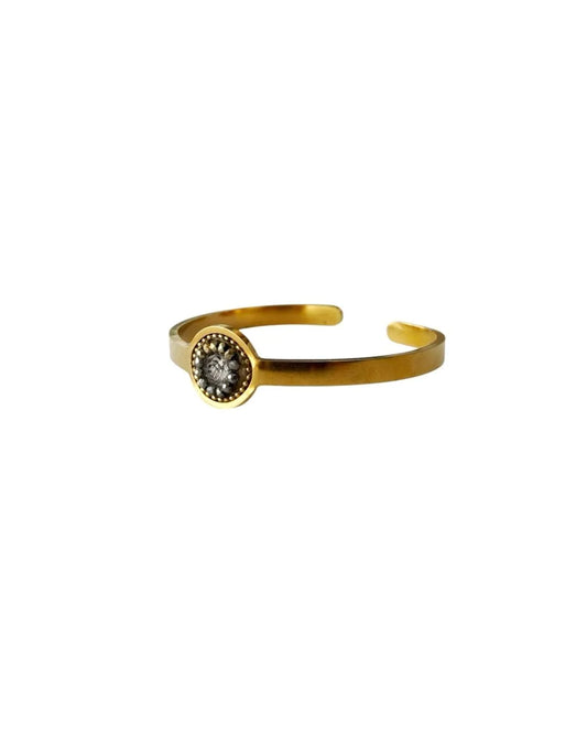 SOFIA - Pulseira fina em aço dourado com missangas - Cinzento