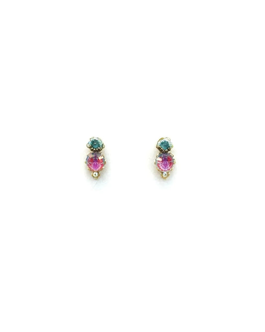 MIA - Brincos mini em latão e aço com missangas - Rosa